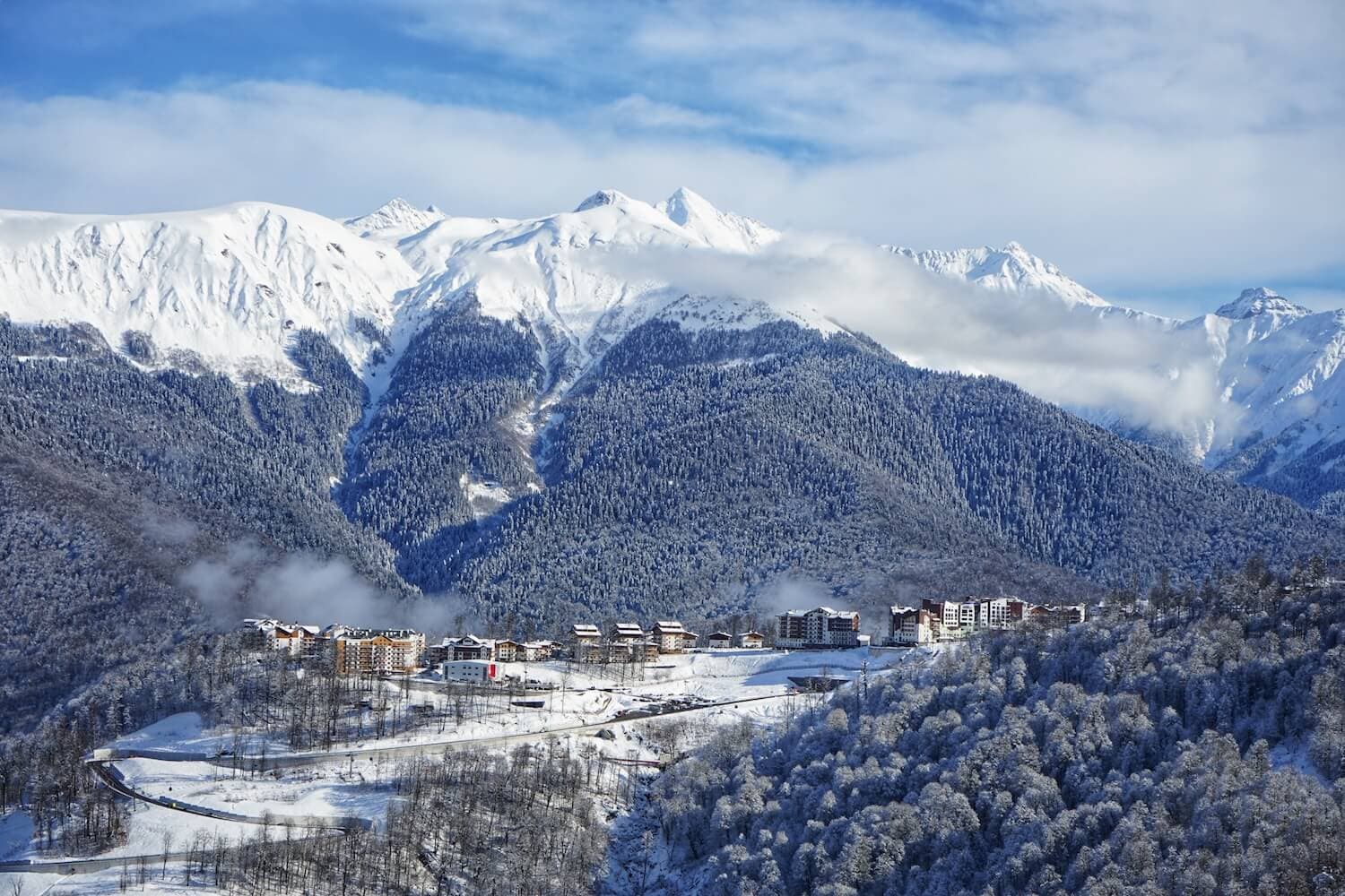 view of the Rosa Khutor from alpika service 